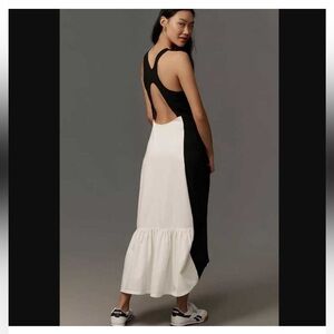 Anthropologie Black and White Racerback Open Back Dress
